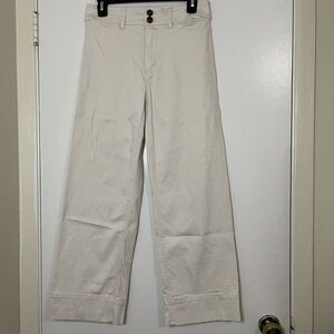 Mango MNG Casual Ivory khaki Wide leg pants size US 6